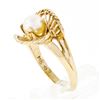 Image 7 : 14K Yellow Gold 6.0mm Pearl Solitaire Wave Bypass Shell Open Work Cocktail Ring