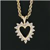 Image 3 : 14K Yellow Gold 0.30 ctw Round Diamond Open Heart Pendant w/ Rope Chain Necklace