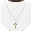 Image 1 : 18K TT Gold 0.60 ctw Round Diamond Open Cross Pendant w/ 18.5" Wheat Link Chain