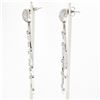 Image 3 : 14K White Gold 1.30 ctw Round Pave Set Diamond Long Swing Drop Dangle Earrings