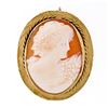 Image 1 : Vintage 14K Yellow Gold Carved Shell Cameo Hand Engraved Frame Brooch Pendant