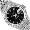 Image 1 : Rolex Ladies Quickset Stainless Steel Black Dial Diamond Bezel Date Watch