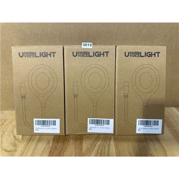 Lot of 3 USB Smart Voice Night Light NEW