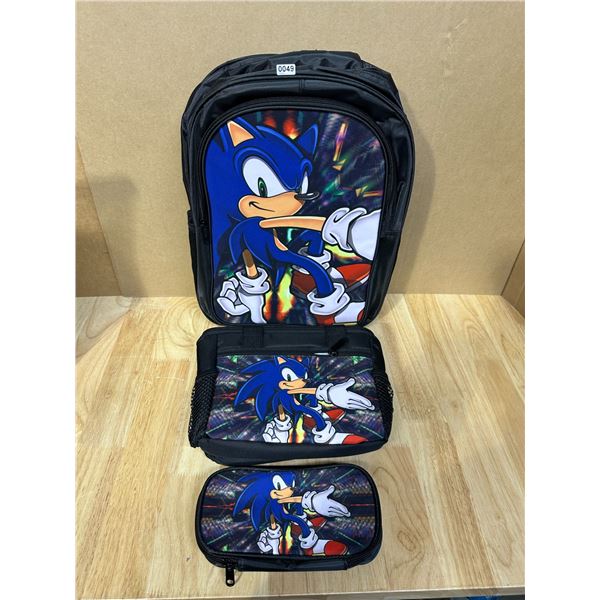 Lot of 1 Sonic School Backpack w/ Lunch Bag Pencil Case - New