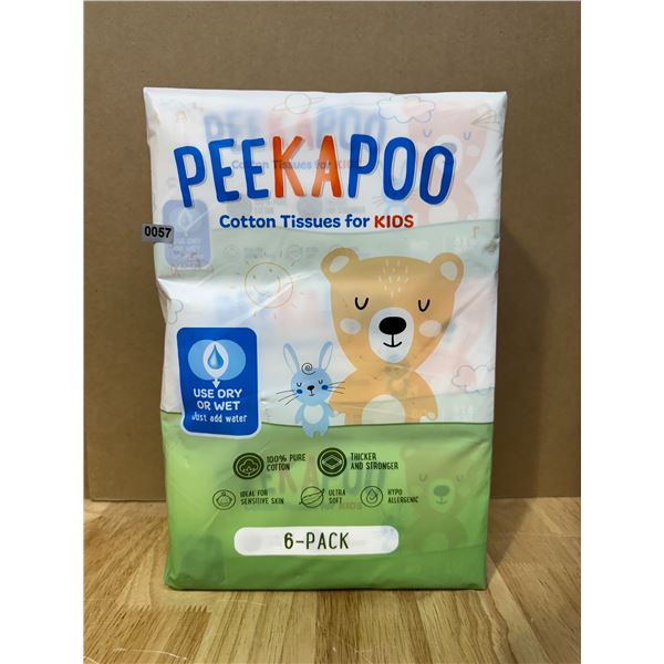 Lot of 1 Peekapoo Cotton Tissues for Kids 6-Pack - New