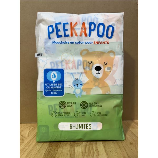 Lot of 1 Peekapoo Cotton Tissues for Kids 6-Pack - New