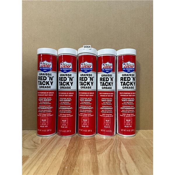 Lot of 5 Lucas Oil Red "N" Tacky Multipurpose EP Grease - New