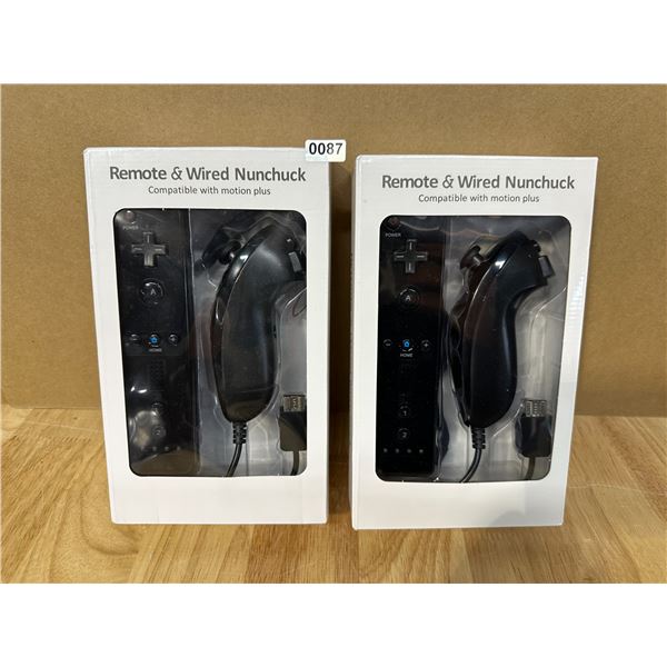 Lot of 2 Nintendo Wii Aftermarket Remote and Wired Nunchuck - New