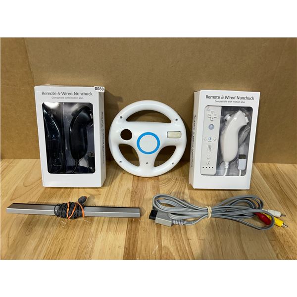 Lot of Aftermarket Nintendo Wii Remotes and Wired Nunchucks w/ Original Accessories