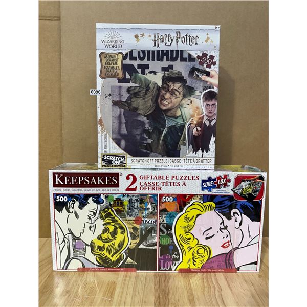 Lot of 3 Puzzles: 1 Harry Potter and 2 Pop Art 500-Piece New