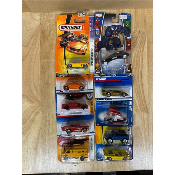 Lot of 10 Assorted Hot Wheels and Matchbox Cars - New