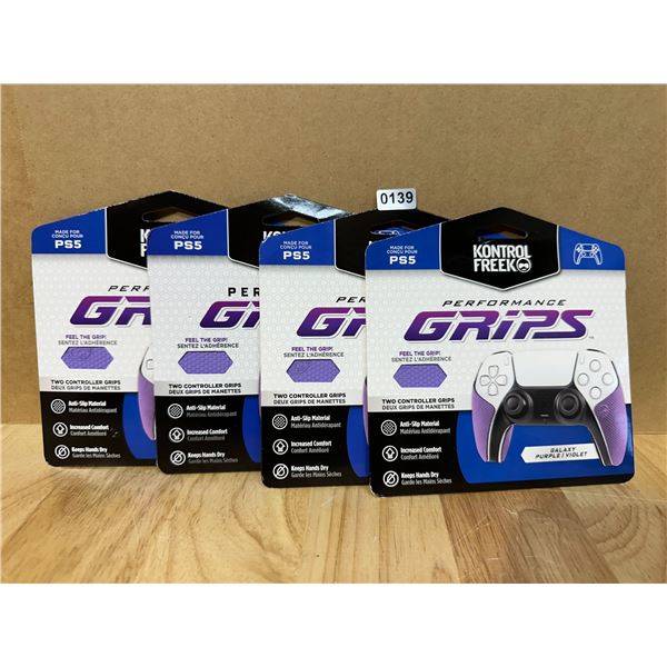 Lot of 4 Kontrol Freek Performance Grips for PS5 Controllers - Galaxy Purple - NEW