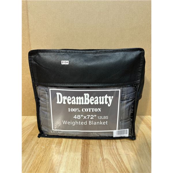 Lot of 1 Dream Beauty Weighted Blanket 12lbs - 48”x72” - Cotton - NEW