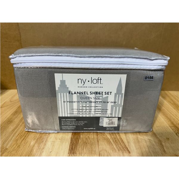 Lot of 1 NY Loft Hudson Collection Flannel Queen Sheet Set - New