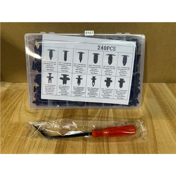Lot of 1 Set of of Car Automotive Clips 240pcs + Clip Removal Tool - NEW