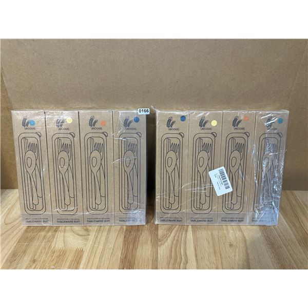 Lot of 8 Sets of Reusable Outdoor Tableware Spoons/ Forks/ Chop Sticks - New