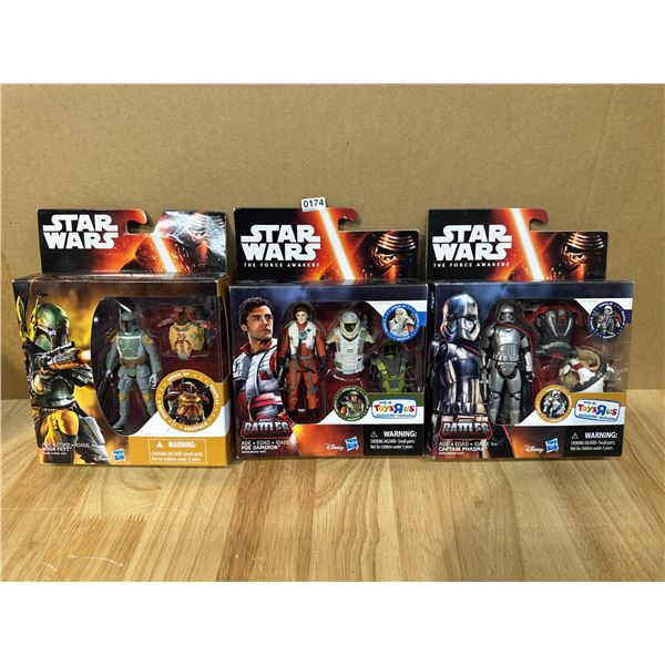 Lot of 3 Star Wars Action Figures - Boba Fett - Poe Dameron - Captain Phasma