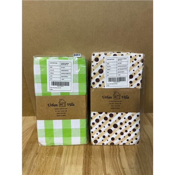 Lot of 2 Sets of Urban Villa 12-Pack Hand Towels 20"x20" - New