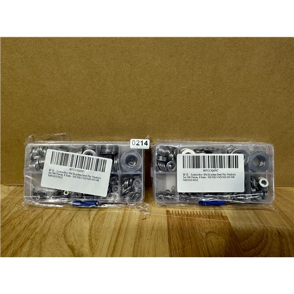 Lot of 2 Sets of Stainless Steel Flat Washers 580 Pieces - New