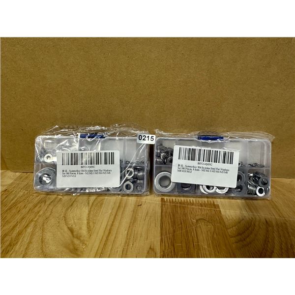 Lot of 2 Sets of Stainless Steel Flat Washers 580 Pieces - New