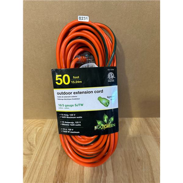 Lot of 1 Go Green 50 Ft. Outdoor Extension Cord - New
