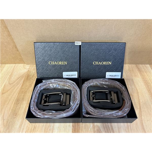 Lot of 2 Men’s Leather Ratchet Belts 38”-50” Waist - New