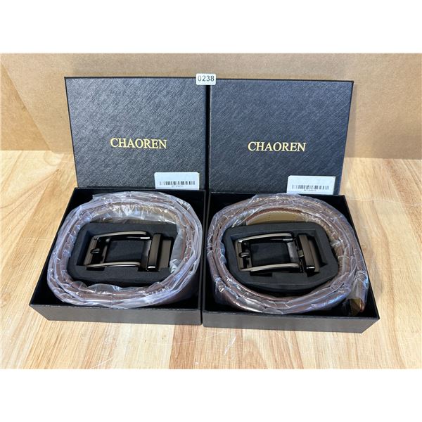 Lot of 2 Men’s Leather Ratchet Belts 38”-50” Waist - New