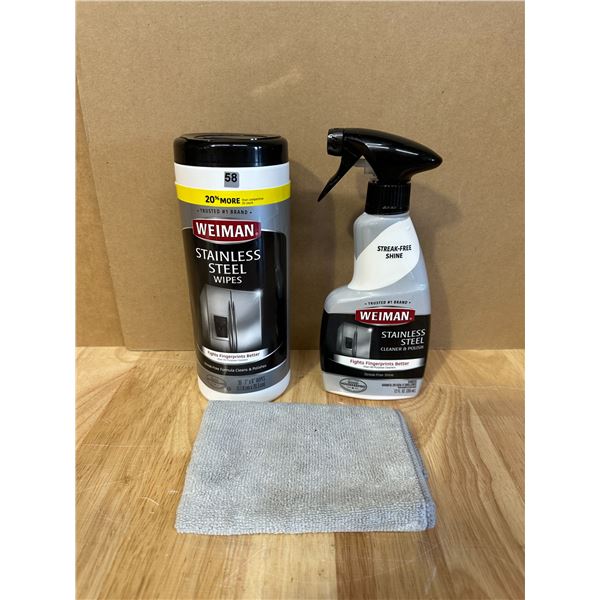 Lot of 2 Weiman Stainless Steel Cleaner and Wipes