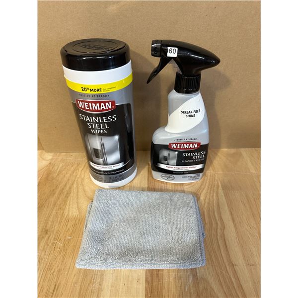 Lot of 2 Weiman Stainless Steel Cleaner and Wipes