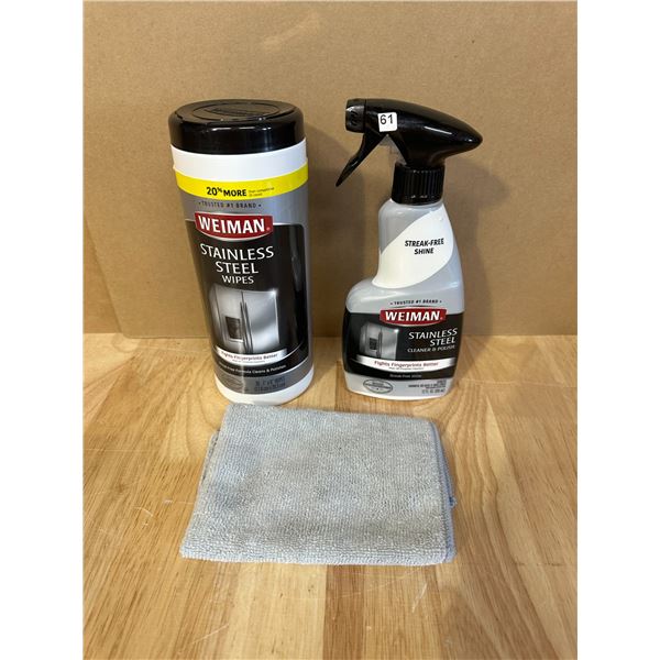 Lot of 2 Weiman Stainless Steel Cleaner and Wipes