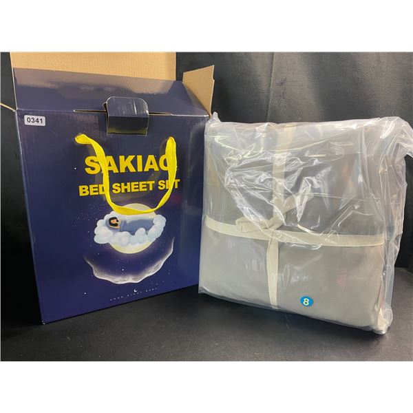 Lot of 1 Sakiao Bed Sheet Set - Grey - Brand New