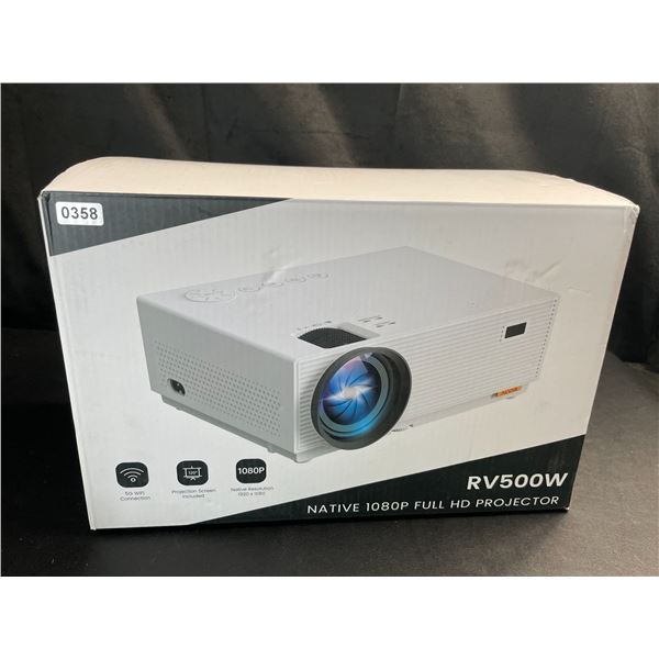 Lot of 1 RV500W 5G Wifi/Bluetooth Full HD 1080P Projector w/ Projector Screen