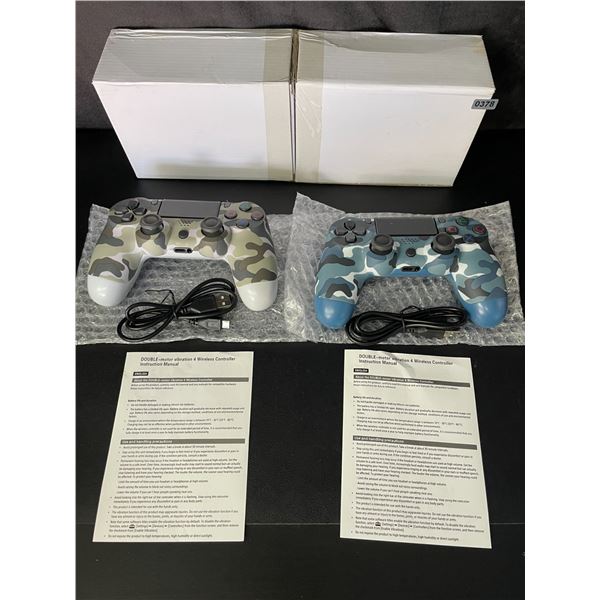 Lot of 2 Double-Shock Aftermarket Wireless Controllers for Playstation 4 - Camo Design