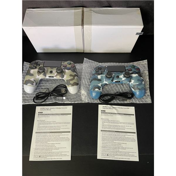 Lot of 2 Double-Shock Aftermarket Wireless Controllers for Playstation 4 - Camo Design