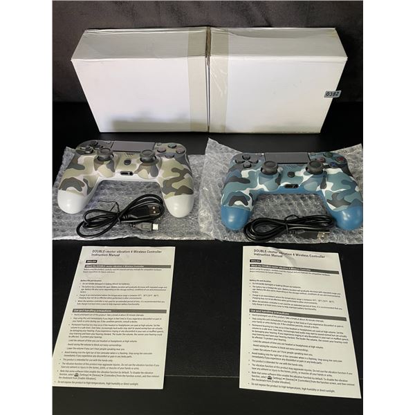 Lot of 2 Double-Shock Aftermarket Wireless Controllers for Playstation 4 - Camo Design