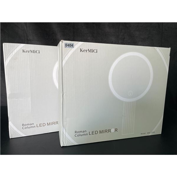 Lot of 2 KerMiCi Roman Column LED Light-Up Makeup Mirrors w/ Touch Sensor - Brand New!