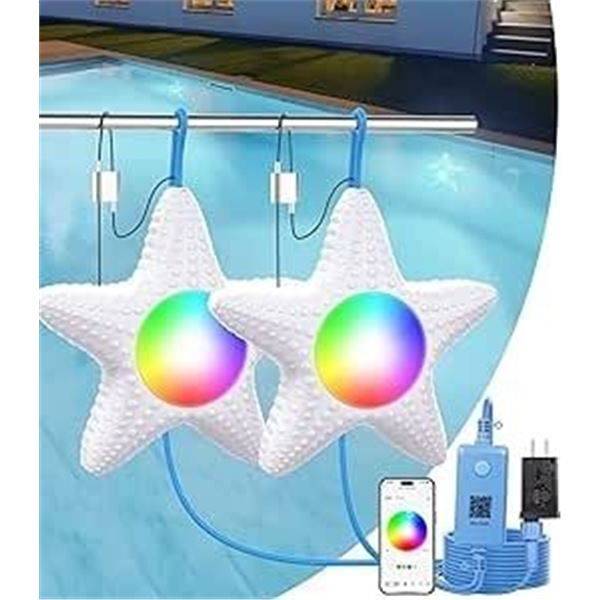 Lot of 2 Submersible RGB/Color Changing Starfish LED Pool Light Kits - Brand New!