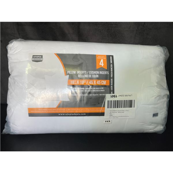Lot of 1 Pack of 4 Pillow Inserts - 18 x 18 inch - Brand New!