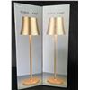 Image 1 : Lot of 2 Rechargeable Touch Dimming LED Table Lamps - Gold - 15 inch - Brand New!
