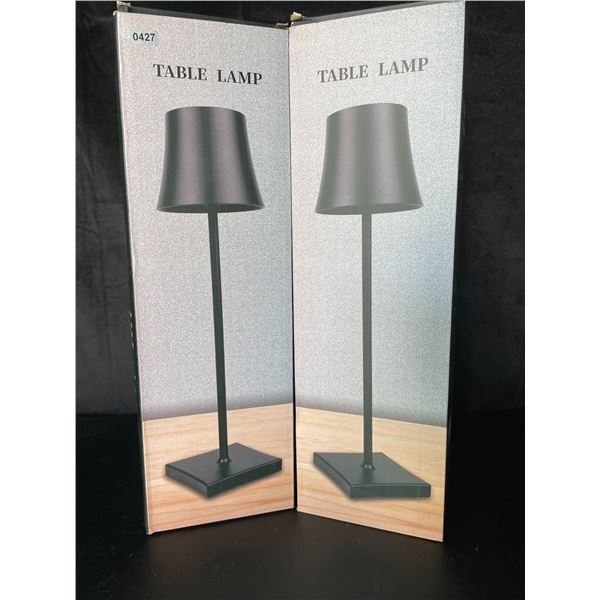 Lot of 2 Rechargeable Touch Dimming LED Table Lamps - Black - 15 inch - Brand New!