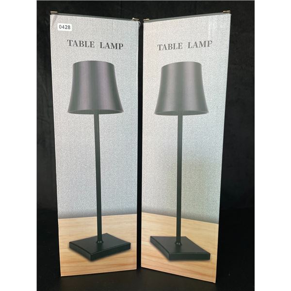 Lot of 2 Rechargeable Touch Dimming LED Table Lamps - Black - 15 inch - Brand New!