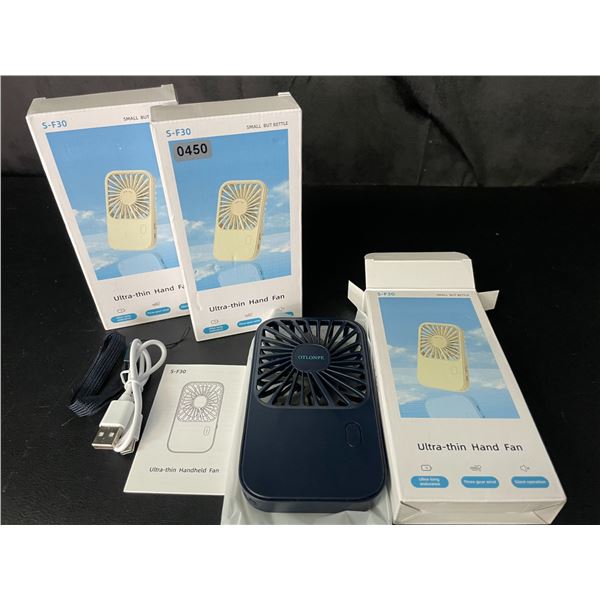 Lot of 3 Portable Handheld Mini USB Rechargeable Fans - Brand New! Great for Summer Time!