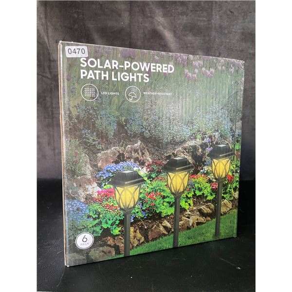 Lot of 1 Box of LED Solar-Powered Pathway Lawn/Garden Lights - 6 Pack - Brand New