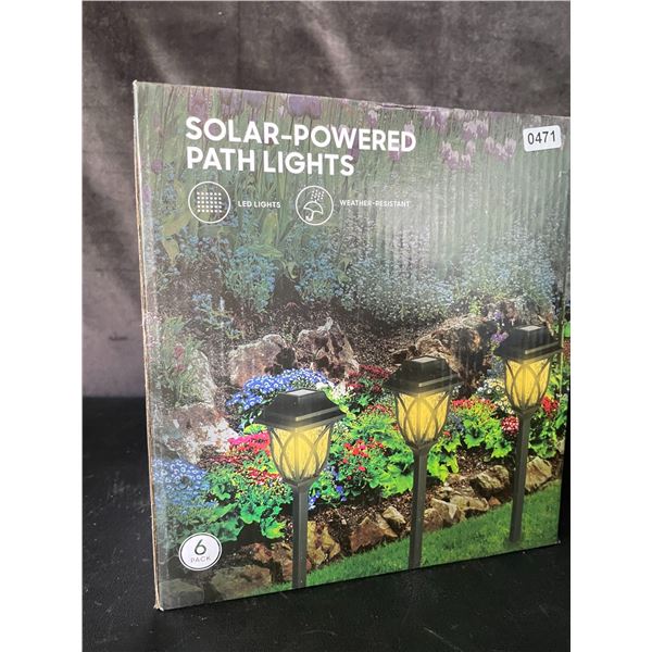 Lot of 1 Box of LED Solar-Powered Pathway Lawn/Garden Lights - 6 Pack - Brand New