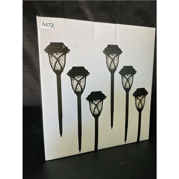Lot of 1 Box of LED Solar-Powered Pathway Lawn/Garden Lights - 6 Pack - Brand New