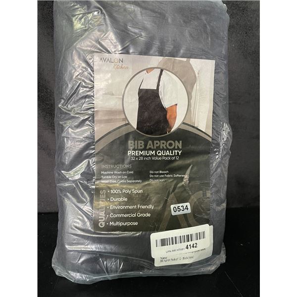Lot of 1 Avalon Kitchen Multi-Pack of Bib Aprons - 32x28inch - Pack of 12 Aprons - Brand New