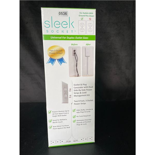 Lot of 1 Box of Sleek Sockets - Contains 2 3-Outlet Power Strips
