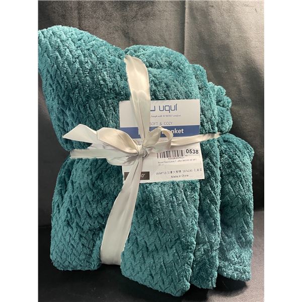 Lot of 1 Soft & Cozy Sherpa Fleece Blanket - Large 66 x 90in Size - Blue