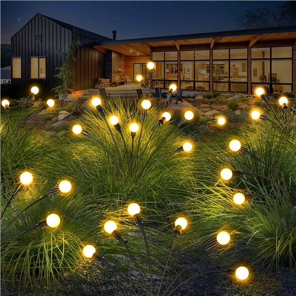 Lot of 3 Boxes of Solar Firefly Lights for Garden/Lawns - 2PCS each/6 Total - Brand New!