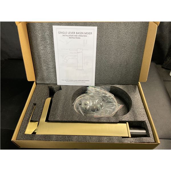 Lot of 1 Kenes Tall Single-Lever Waterfall Bathroom Sink Faucet - Gold - Brand New!